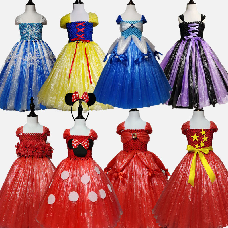 Trẻ Em Frozen Sophia Bạch Tuyết Bảo Vệ Môi Trường Trang Phục Thời Trang Thể Hiện Handmade Tự Làm Quần Áo Tập Đi Cha Mẹ-Con 12.11