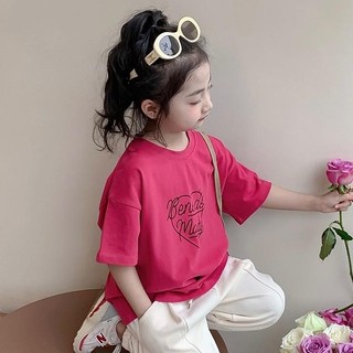 AT9-M-Áo thun cộc tay Form rộng hình Trái tim cho bé gái  -size từ 9-40Kg