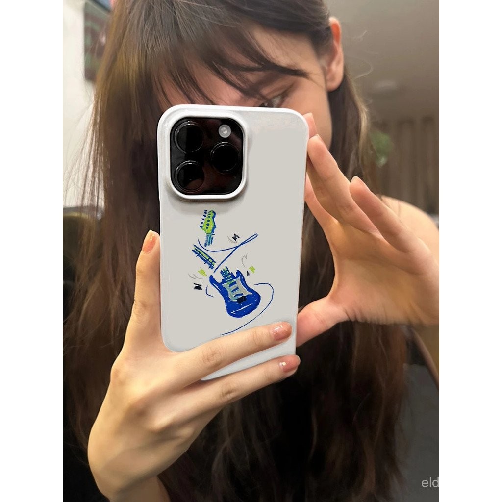 Ốp cứng QYJS đàn guitar đứt dây ốp điện thoại di động phim dùng cho IPhone 16 11 12 PRO 13 14 15 ProMax 7 8 plus XSMAX XR XR XS X SE 14 15 16 PLUS ins phong cách đơn giản chống rơi bề mặt bảo vệ RVLG