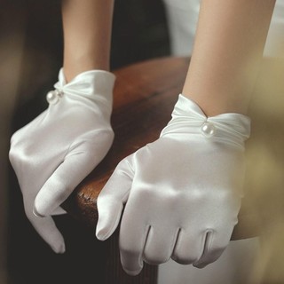 Găng Tay Cưới Satin Màu Trơn Cho Cô Dâu - Co Giãn và Thanh Lịch