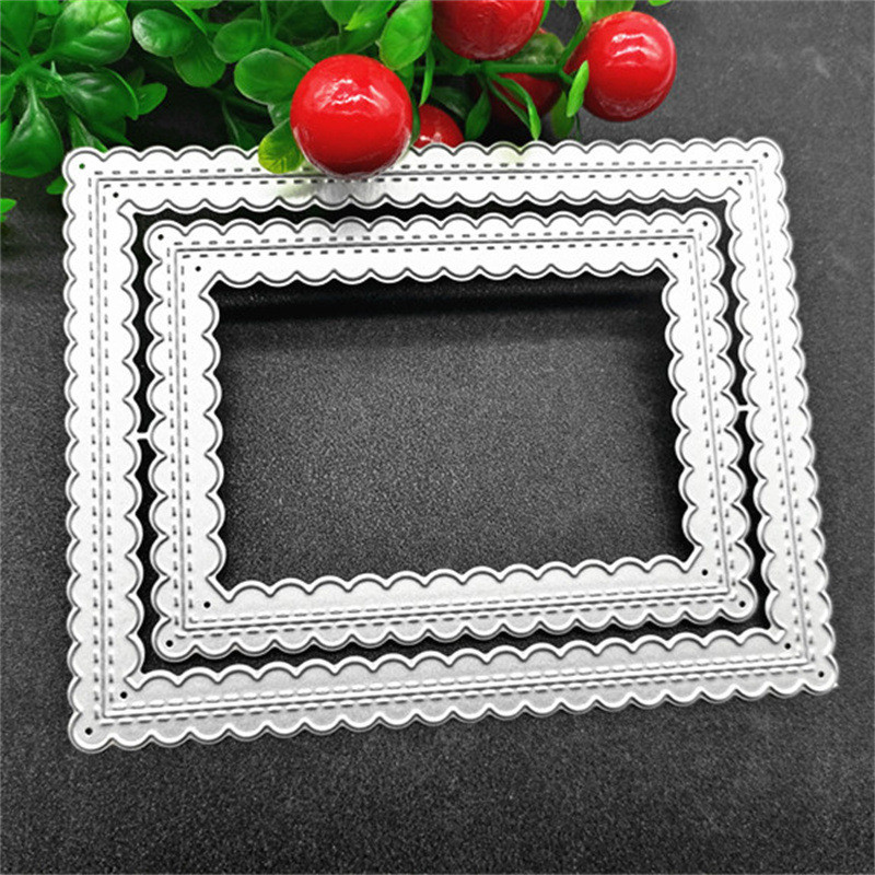 Hai Mảnh Vuông Kim Loại Thép Carbon Dập Nổi Khắc Khuôn Tự Làm Trẻ Em Giấy Thủ Công Cắt Bản Mẫu