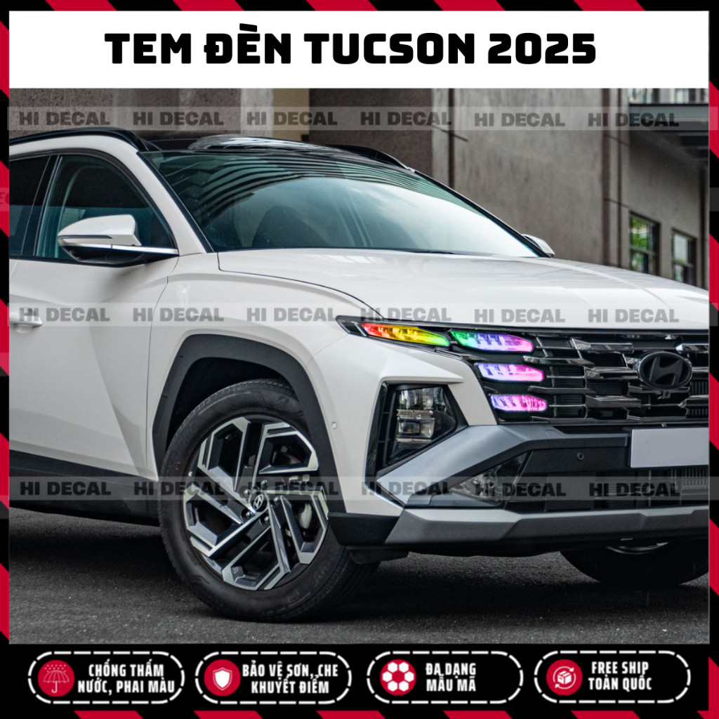 Tucson 2025 Tem dán đèn Tucson 2025 facelift, đổi màu đèn xe mới nhất tem trang trí dán đèn xe chống nước bền màu
