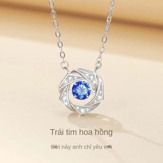 Dây chuyền nữ bạc S925 mặt đá Moissanite xanh Dương Quà tặng sinh nhật, lễ tình nhân cho bạn gái S69