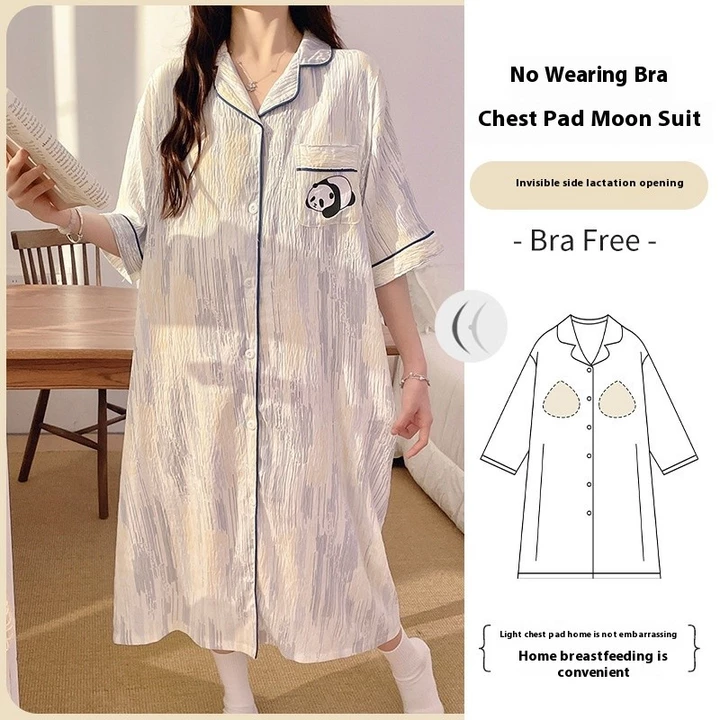 Hellobaby Váy ngủ bà bầu Hellobaby có miếng đệm ngực cho con bú kiểu dáng mỏng cho con bú