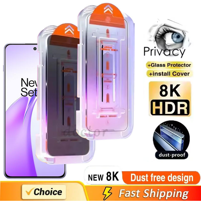 Kính Cường Lực GLASS Chống Nhìn Trộm Có Khung Tự Động Dán Cho OnePlus 9 9RT 9R 8T 7 7T 6 6T ACE 3V Pro 4G 5G 2024