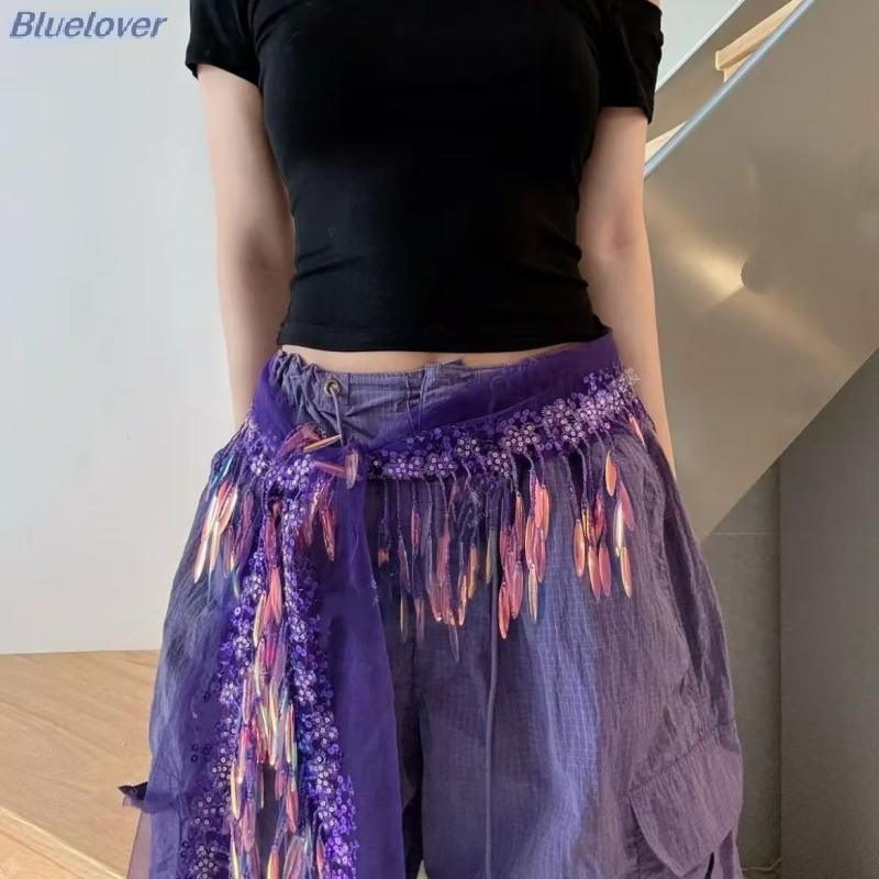 Bluelover Tinh Tế Kim Sa Lấp Lánh Dây Thắt Lưng Cho Nữ Bé Gái Bụng Nhảy Múa Đính Kim Sa Lấp Lánh Dây Xích Trang Phục Hông Khăn Dancer Váy Mới