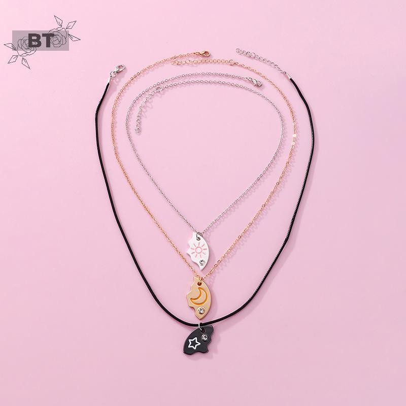 BT 3 Miếng Mới Mặt Trời Ngôi Sao Mặt Trăng Mặt Dây Chuyền Vòng Cổ Thời Trang Người Bạn Thân Nhất Mãi Tình Bạn BFF Nam Nữ Quyến Rũ Chokers VM