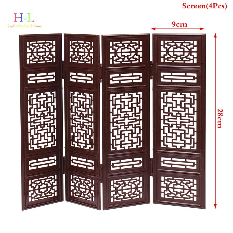 HL Nhà Búp Bê Thu Nhỏ Màn Hình Gấp Sáo Lute Guzheng Quạt Cảnh Đời Trang Trí LMWU