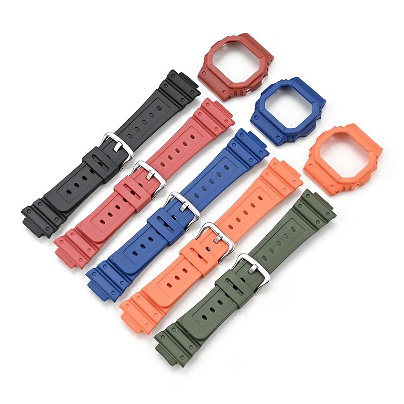 Tái Trang Bị Mod Bộ Dây Đeo Viền Đồng Hồ Cho Casio DW-5600 DW-5610 DW5600HR GW-M56110 GW-B5600 Vỏ Cao Su Chống Thấm Nước Thể Thao Vòng Tay Nhựa Đen Dây Đeo Đồng Hồ Viền