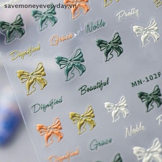 [savemoneyeveryday] 1 Tờ Ren Nơ Móng Tay Nghệ Thuật Stckers 5D Dập Nổi Dán Móng Tay Nơ Ngọt Biết Thanh Trượt Tự Dính Cho Móng Tay Decorat [vn]