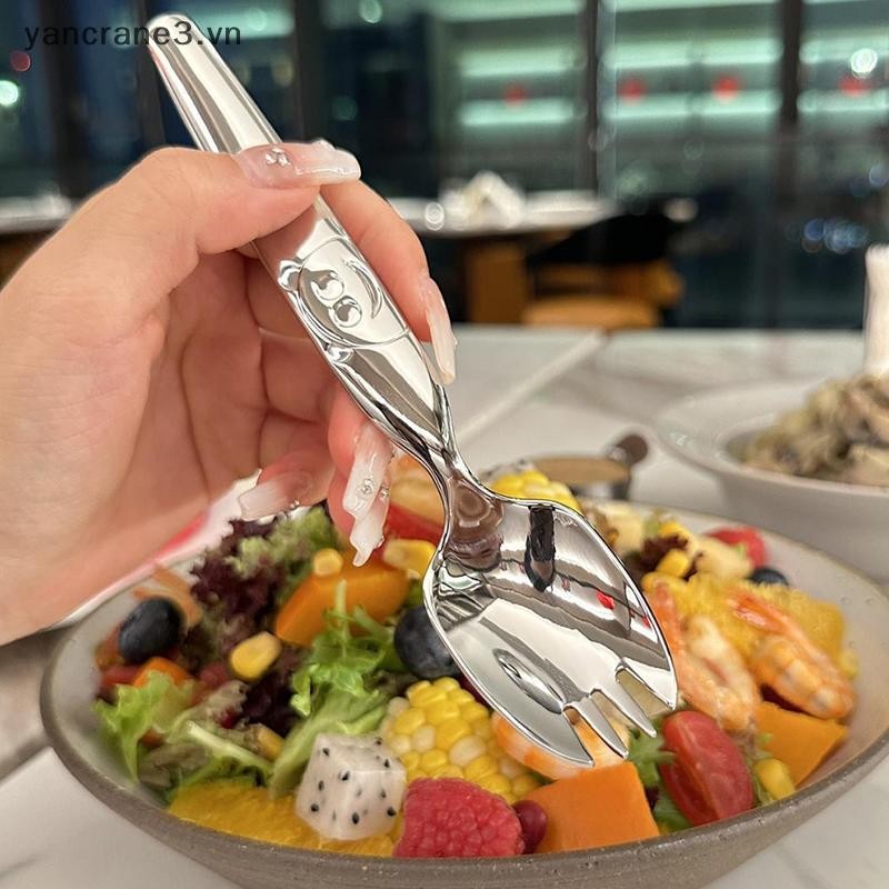 {YAN3} Muỗng Inox Nĩa Trẻ Em Thìa Nĩa Trái Cây Hoạt Hình Sáng Tạo Nĩa Gấu Ăn Thìa Cho Bé Thìa Canh {yancrane3.vn}