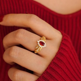 Châu Âu Mỹ ins Phong Cách Mới Mô Phỏng Ruby Mở Nhẫn Nữ
