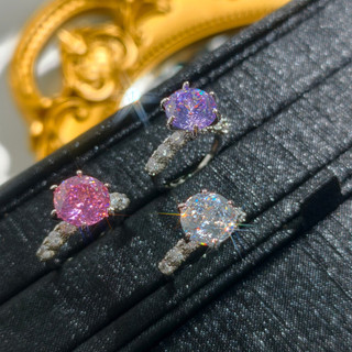 Châu Âu Mỹ ins Phong Cách Mới 5 Carat Nhiều Màu Sắc Zircon Sáu Móng Vuốt Mở Nhẫn Nữ