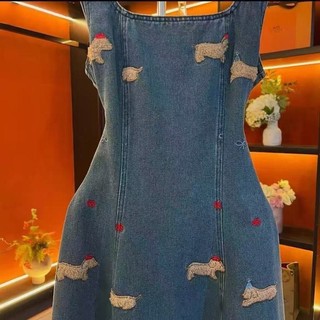 Chó Con Thêu Áo Vest Váy Denim Hoạt Hình Hàng Hóa Mùa Hè Plus Kích Thước Mỏng Hơn