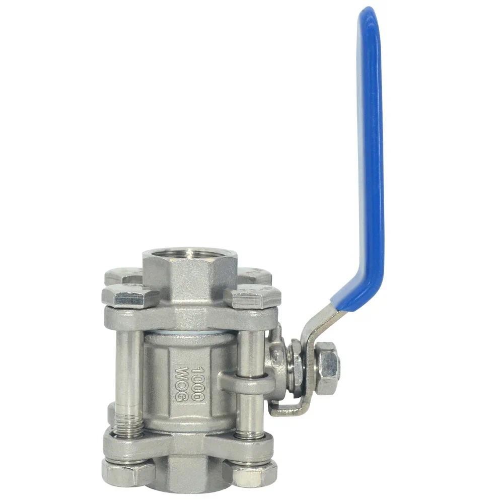 304 Thép Không Gỉ Ba Mảnh Van Bi 1 / 2 3 / 4 Vít Chủ Đề Bên Trong Ống Nước Hàn Van Công Tắc DN20 25 32 65 80