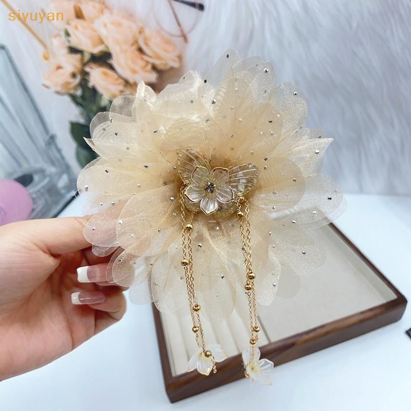 Siyuyan Thời Trang Lưới Hoa sel Kẹp Dành Cho Nữ Đuôi Ngựa Barrettes Mũ Phụ Kiện Tóc VN
