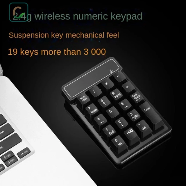 Bàn phím số không dây COOLCELLS 2.4G, Bàn phím có dây 19 phím Bàn phím nhỏ Bluetooth, Cảm giác cơ khí Chống nước Bàn phím số USB Mini di động PC