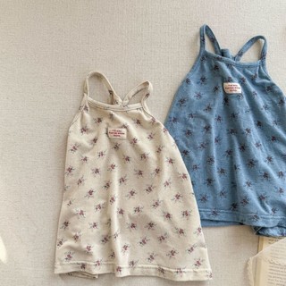 Áo vest dây hoa phong cách Hàn Quốc mùa hè cho bé gái, áo thun thời trang có chữ