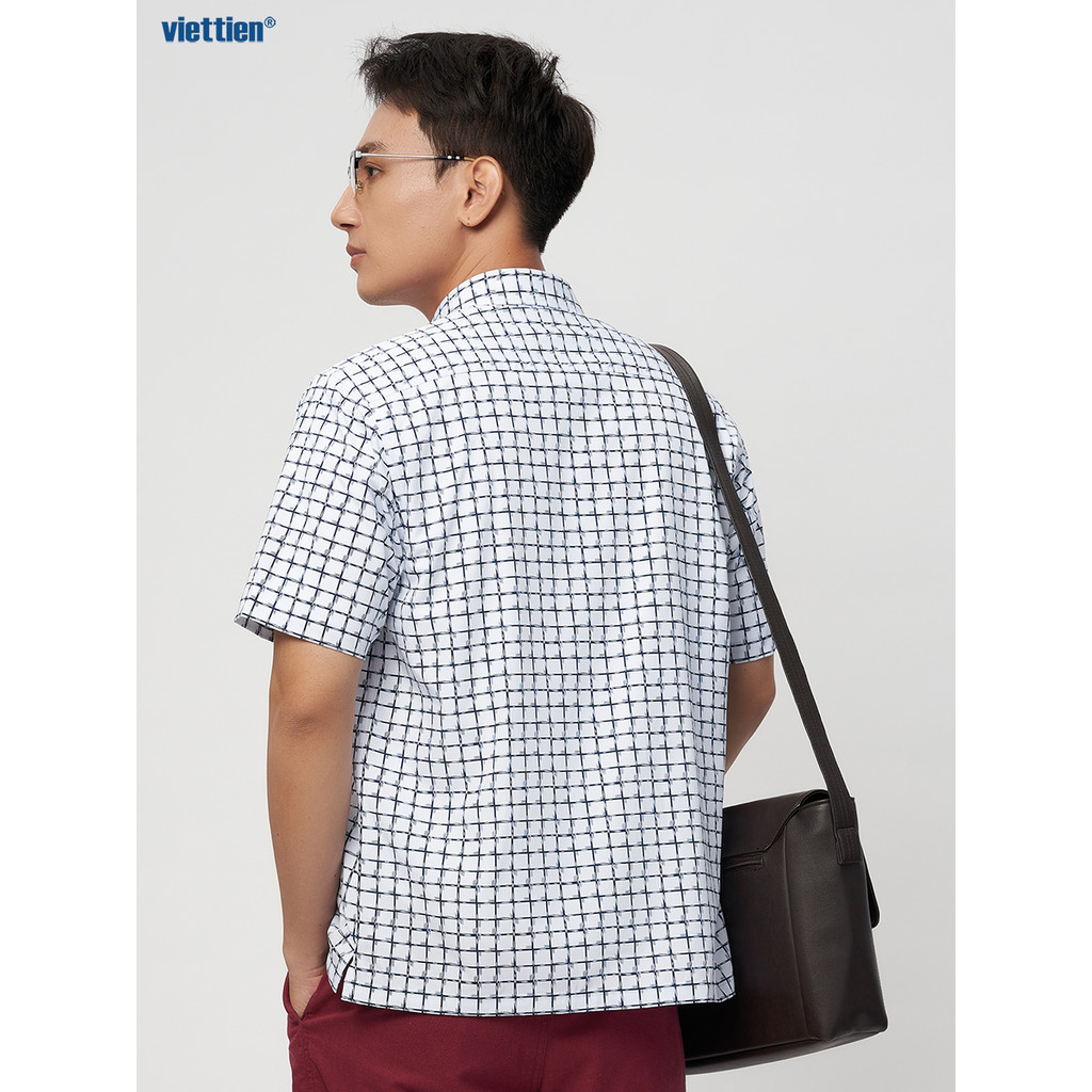 Sơmi ngắn tay lai ngang VIETTIEN SMART CASUAL vải sợi hoa hồng phom regular VT00000220