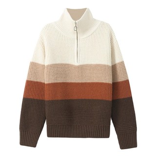Phong Cách Mới Mẹ Trẻ Thu Đông Thời Trang Áo Len Chặn Màu Nữ Rời Plus Kích Thước Sọc Top Dệt Kim
