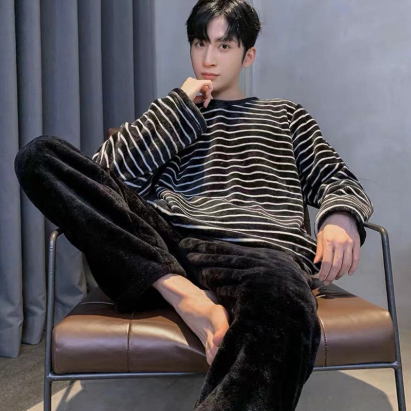 Bộ Đồ Ngủ Flannel Nam Lông Cừu Lót Hoạt Hình Thường Ngày Ấm Bộ Đồ Ngủ