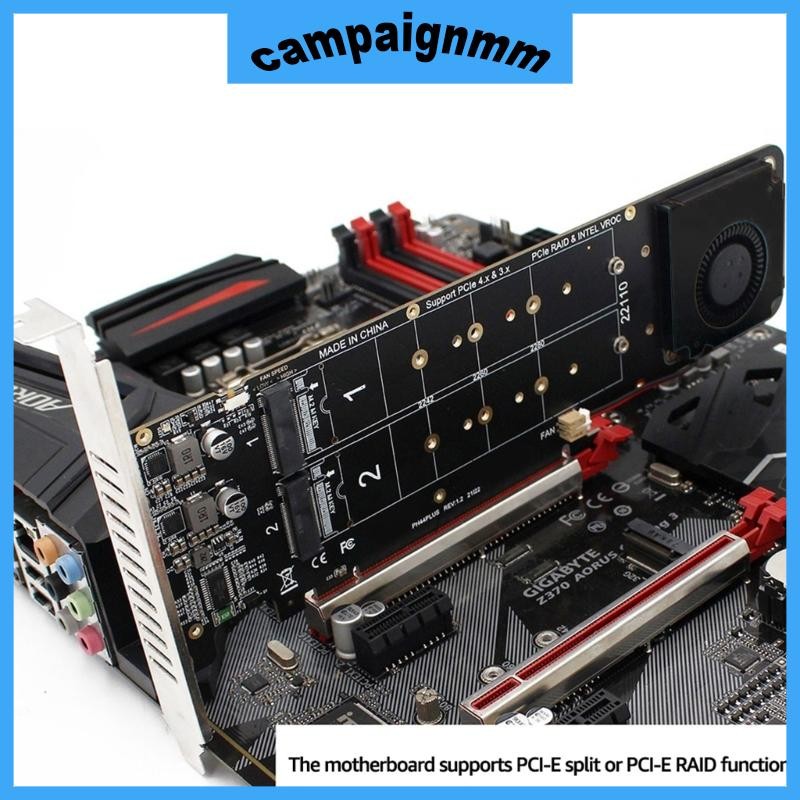Cắm trại cho M 2 NVMe SSD PCIe Adapter Card PCI cho Express 4 0 X16 Chuyển sang 4 cổng cho