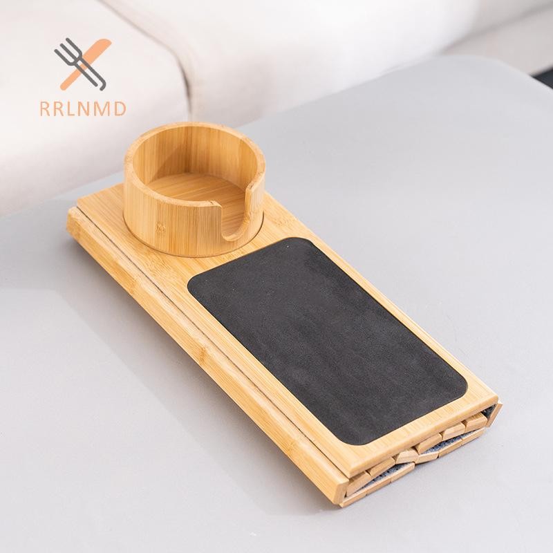Rrlnmd Ghế Đựng Cốc Tự Nhiên Chống Trơn Trượt Sofa Tre Tay Khay Có Thể Gập Lại al Sofa Cốc Cho Cốc Điều Khiển Từ Xa MỚI