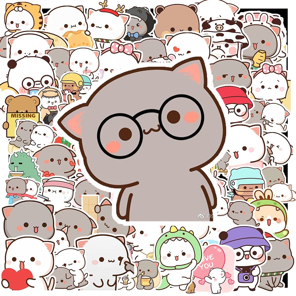 50 cái Nhãn Dán Mèo Mochi chống nước, Hình Dán Mochi Cat giá rẻ, decal Mochi