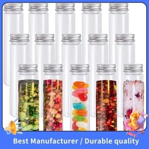 15 Chiếc 110Ml Ống Thử Nhựa, Ống Kiểm Tra Phẳng Trong Suốt, Ống Thử Nhựa Có Nắp Vít Cho Kẹo, Đậu, Trang Trí Tiệc