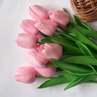 10  bông Hoa Tulip nhân tạo decor Myd.23 Hoa tulip giả trang trí chất liệu cao su PU cao cấp 34cm