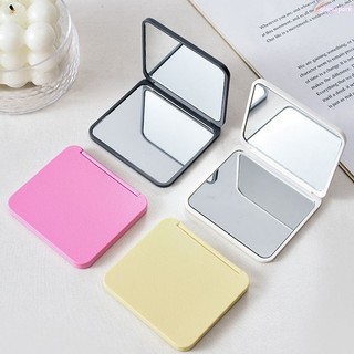 Gương trang điểm gấp gọn mini 2 mặt thường và phóng to màu đen vỏ nhám 7*6.5cm SUNND