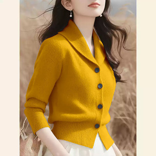 [Chất lượng truy cập] Mùa thu đông 2024 Thời trang cao cấp Đơn giản đi lại Nút dài tay Cardigan Tính khí hàng đầu