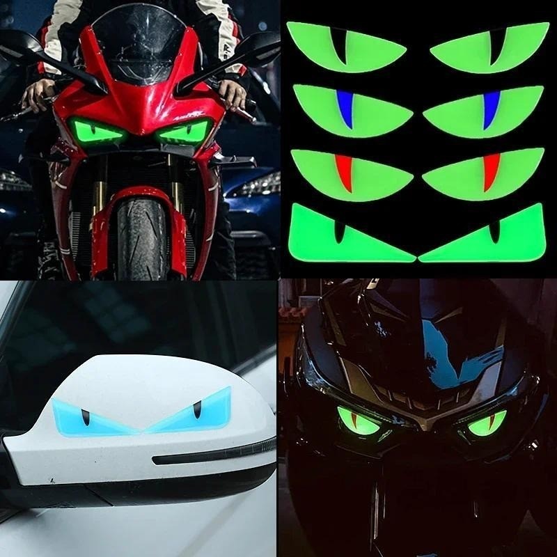 [Đặc sắc] Nhãn dán mắt quỷ dạ quang - Decal đèn pha xe máy - Nhãn dán mắt mèo giận dữ 3D - Trang trí cảnh báo cưỡi ngựa ban đêm - Phụ kiện trang trí xe điện