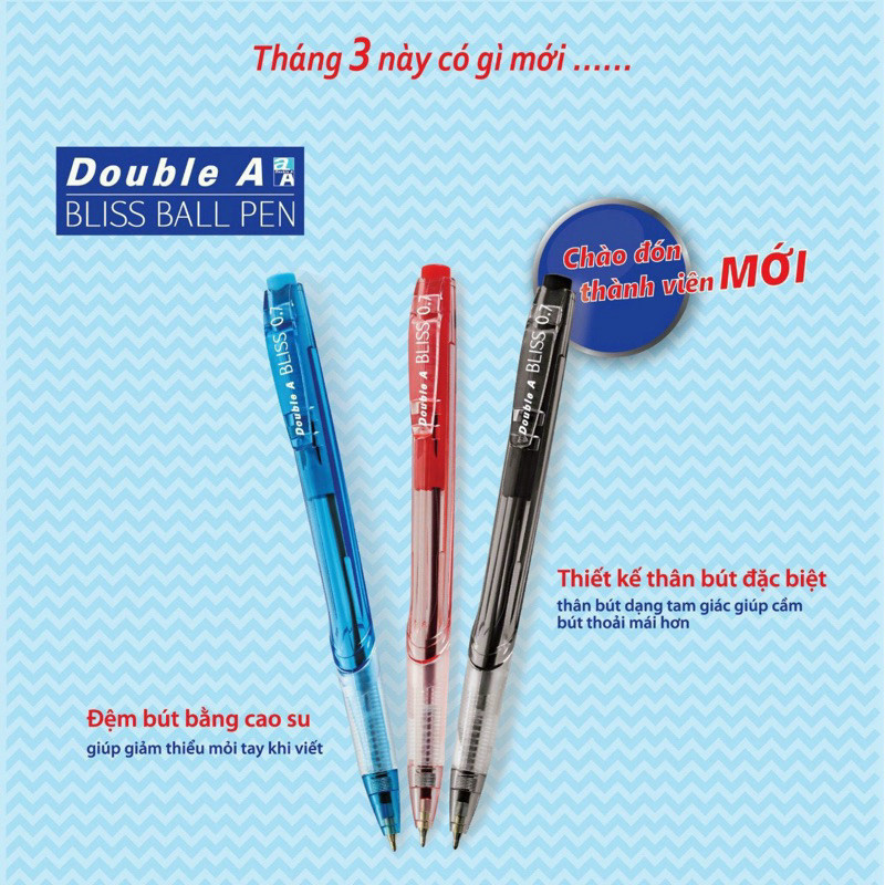 [ BÁN 5 CÂY ]Bút bi Double AA BLISS BALL PEN 0.7mm
