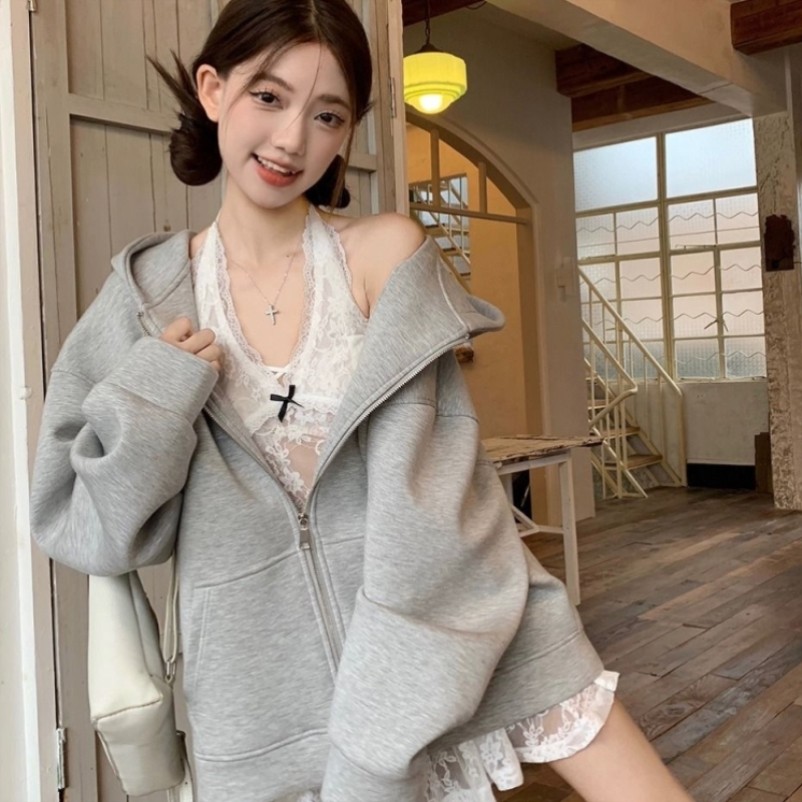 Dây ren Cổ Bên Trong Mùa Thu Phong Cách Mới Lớp Dụng Cụ Tiện Dụng Đáy Trắng Váy Dây