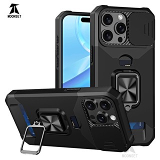 Dành Cho iphone 16 Pro Max / 15 Pro / 14 Plus Ốp Lưng Có Trượt Camera Bao Đựng Thẻ Vòng Chân Đế Chịu Lực Bảo Vệ Mỏng Bao
