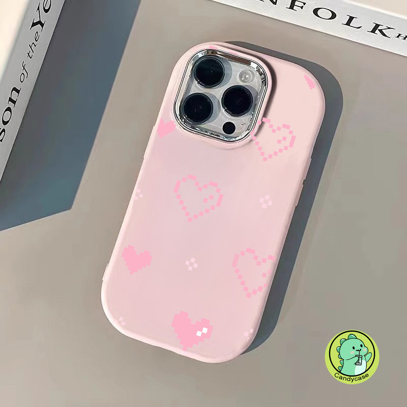 Ốp Điện Thoại Hình Bầu Dục Cho OPPO A98 A93S A80 A79 A77 A76 A73 A72 A58X A57 A55S A40 A36 A16E A16K A11 A11X 5G 4G Vỏ Hoạt Hình Dễ Thương Pixel Trái Tim Tình Yêu Vỏ Chống Sốc Mềm