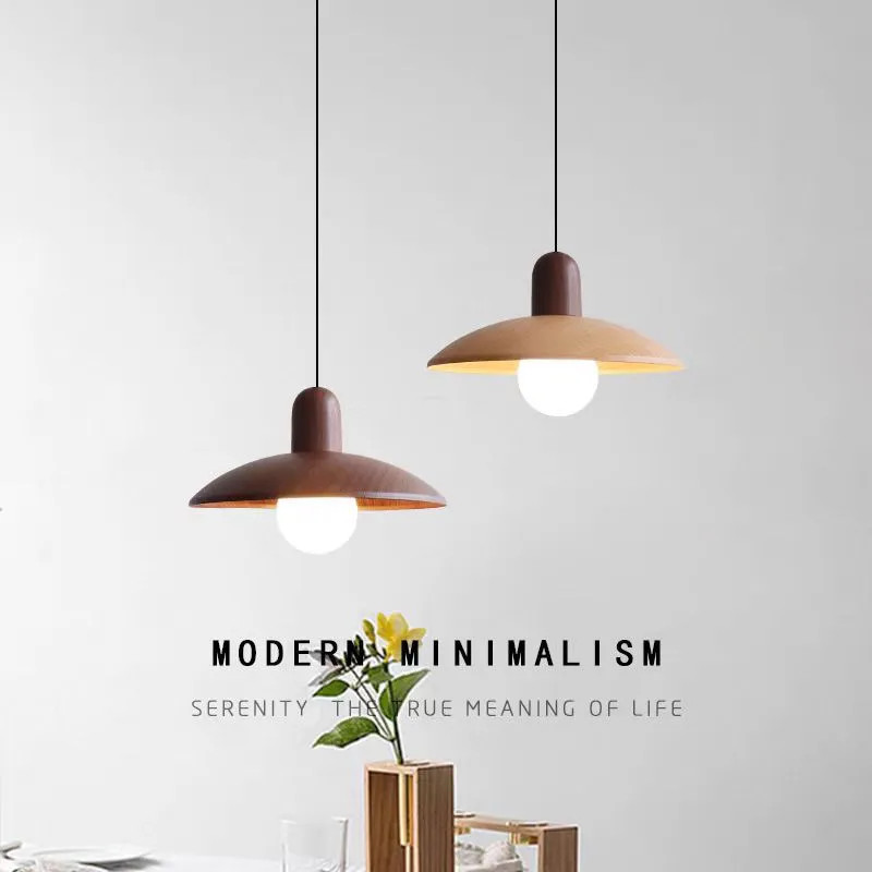 Đèn chùm kính bàn ăn cổ điển Nhật Bản, Đèn Led mặt dây chuyền sắt hạt gỗ, Thích hợp cho phòng khách, phòng ngủ, quầy Bar trang trí