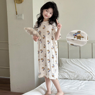 Bộ đồ ngủ bé gái chất lụa mát mùa hè – Áo thun hoạt hình kèm quần/đầm mặc nhà