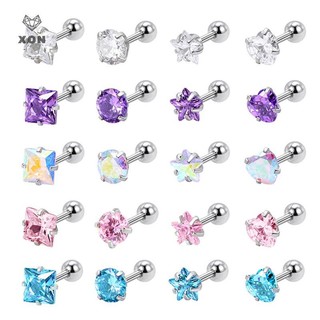 XON Bông Tai Zircon Pha Lê Thép Không Gỉ Đơn Giản, Xoắn, Sụn, Móng Tay, Cho Nữ, Trang Sức Tối Giản