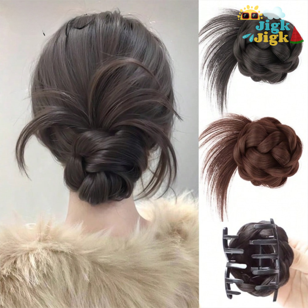JIGK Tóc Bun Móng Vuốt Kẹp, Nâu Lông Tơ Bun Đầu Tóc Giả, Tổng Hợp Màu Đen Tự Nhiên Tóc Giả Tóc Phụ Kiện Tóc
