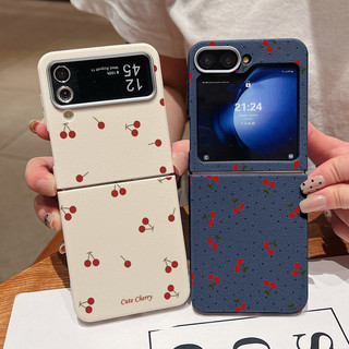 Ốp Họa Tiết Anh Đào Cho Samsung Galaxy Z Flip7 Flip6 Flip5 Flip4 Flip3 Flip 7 6 5 4 3 5G Họa Tiết Da Mềm TPU Gấp Điện Thoại