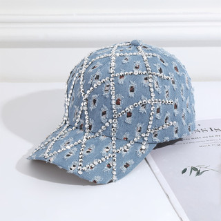 Mũ bóng chày Denim dành cho nữ Mũ thể thao bóng chày trang trí kim cương giả sáng bóng để cắm trại câu cá ngoài trời
