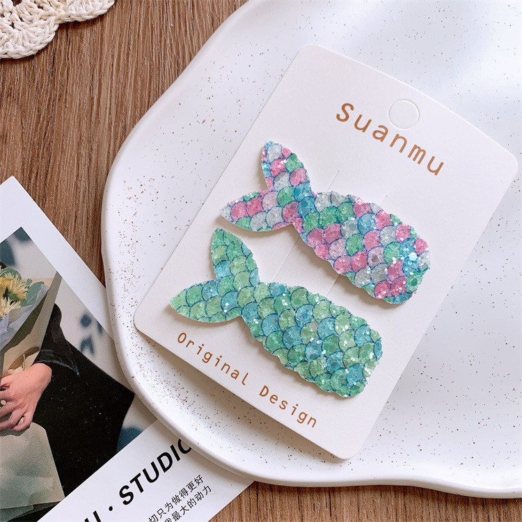 Kẹp tóc nàng tiên cá Sequin đầy màu sắc Kẹp tóc bé gái