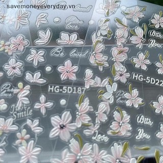 [savemoneyeveryday] Miếng dán móng tay Camellia dập nổi 5D Đề can làm móng tay Trang trí trang trí Móng tay quyến rũ [vn]