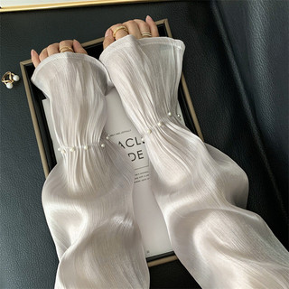 Mùa Hè Ngọc Trai Chống Nắng Tay Áo Lớn Phong Cách Hàn Quốc Băng Lụa Tay Áo Ngoài Trời Chống Tia UV Băng Tay Dễ Thương Ngọt Ngào Phong Cách