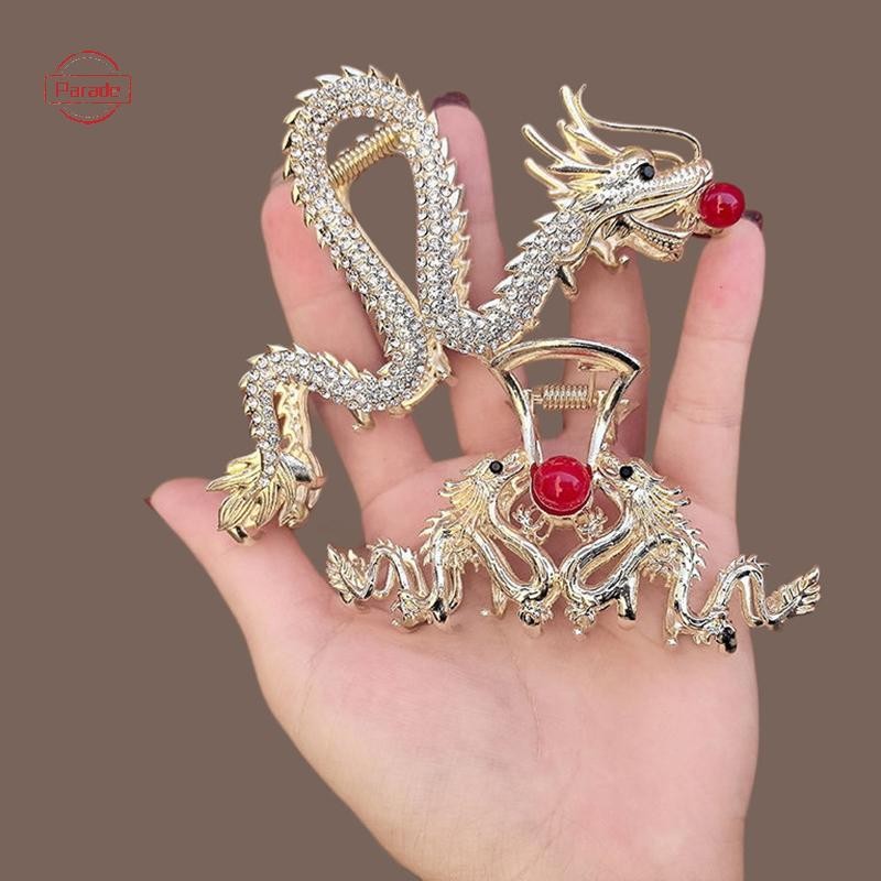 Cuộc diễu hành 2024 Năm Rồng Móng Vuốt Kẹp Kim Cương Giả Rồng Vuốt Tóc Kim Loại Kẹp Tóc Nữ Cua Kẹp Barrette Phụ Kiện Tóc VN