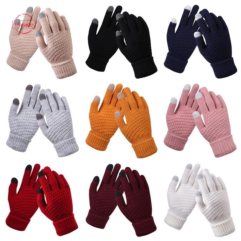 Parade Mùa Đông Găng Tay Màn Hình Cảm Ứng Nam Nữ Ấm Áp Co Giãn Đan Găng Tay Giả Len Full Ngón Tay Guantes Móc Luvas Găng Tay Làm Dày VN