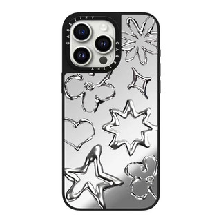 Silver Star Glass Hard Phone cho iPhone 17 Pro Max 16 Plus 15 14 13 12 11 Ốp lưng bọc hoàn toàn Vỏ Acrylic phía sau chống sốc