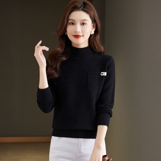 K Dệt Kim Áo Len Thu Đông Phong Cách Phương Tây Rời Nửa Cổ Rùa Dày Ngắn Năm Mới Đỏ Hàng Đầu Phong Cách Mới